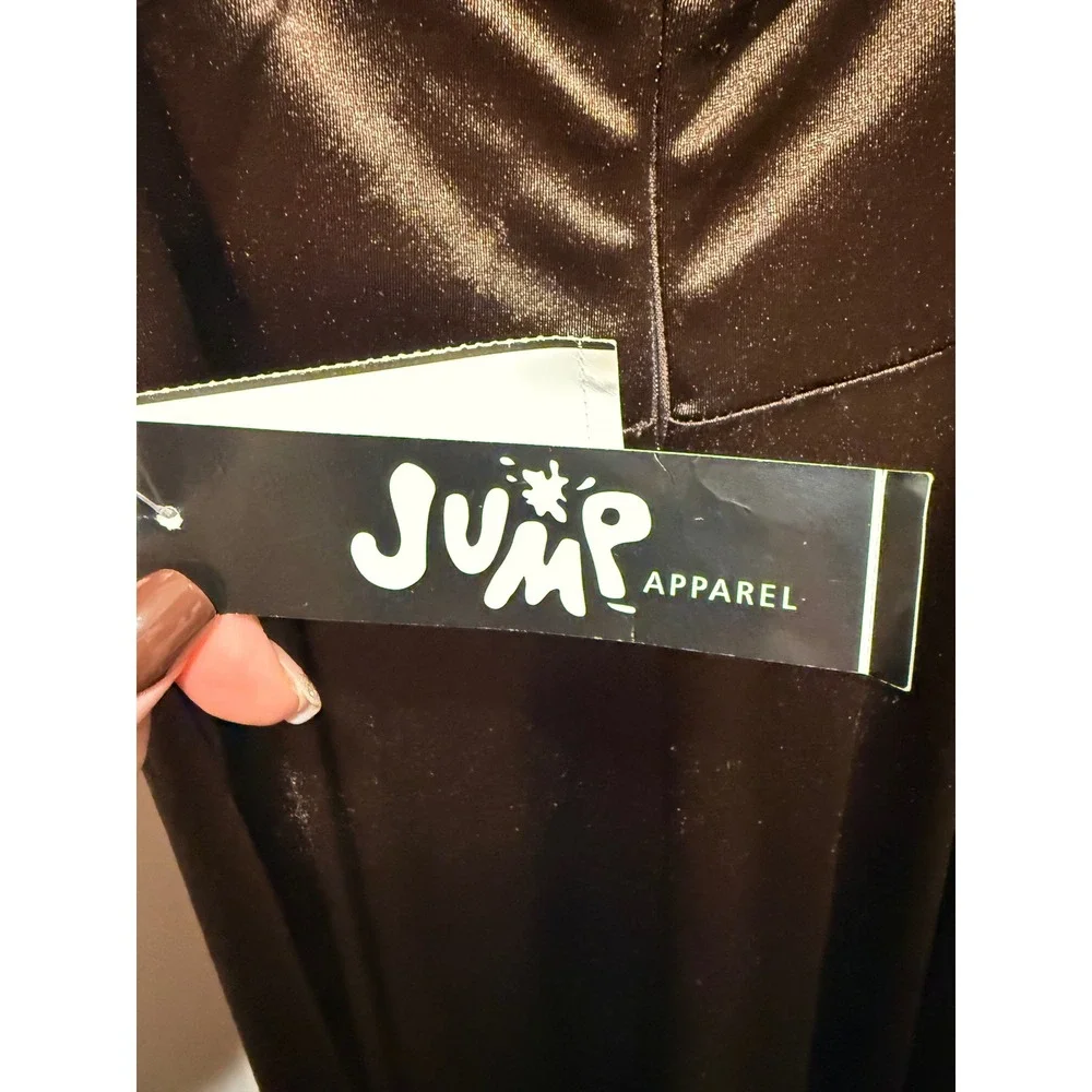 Jump Apparel Chocolate Brown Satin Rhinestone Prom Maxi Dress Size 3/4 NEW‎